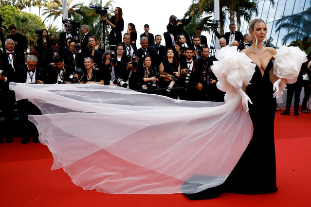 German blogger Leonie Hanne arrives for the screening of the film “La Plus Precieuse des Marchandises” (The Most Precious of Cargoes) at the 77th edition of the Cannes Film Festival in Cannes, southern France, on May 24, 2024. (Photo by Stephane Mahe/Reuters)