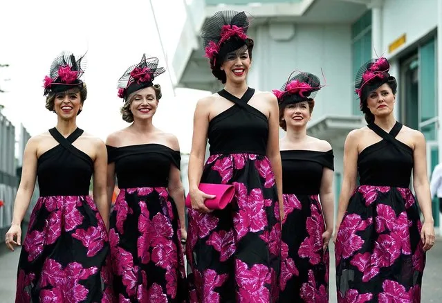Elle and the Pocketbelles arriving on Ladies Day during the Cazoo Derby Festival 2022 at Epsom Racecourse, Surrey on Friday, June 3, 2022. (Photo by Andrew Matthews/PA Wire Press Association)