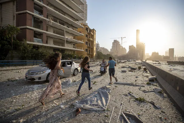 Aftermath of a massive explosion is seen in in Beirut, Lebanon, Tuesday, August 4, 2020. (Photo by Hassan Ammar/AP Photo)