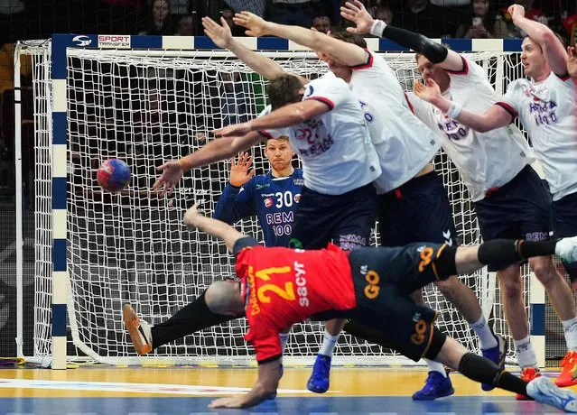 Norway's Torbjorn Bergerud in action against Spain during their IHF Handball World Championship quarterfinal in Gdansk, Poland on January 25, 2023. (Photo by Aleksandra Szmigiel/Reuters)