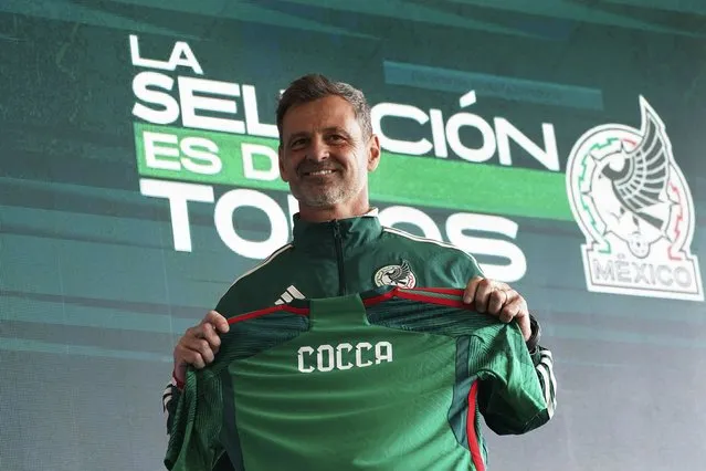 Diego Cocca is presented as the new coach for Mexico's national soccer team at a news conference in Mexico City, Friday, February 10, 2023. (Photo by Marco Ugarte/AP Photo)