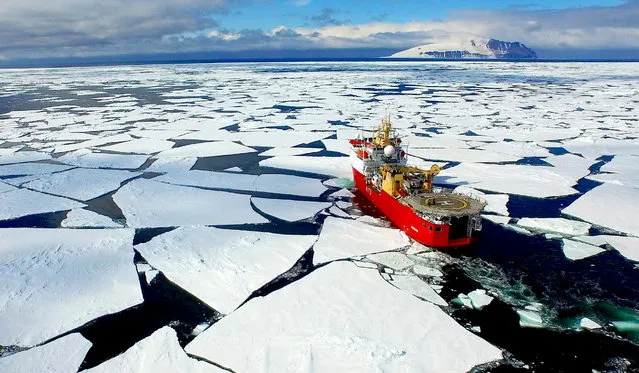 MOID handout dated 04 January 2016 of HMS Protector, the British Royal Navy’s ice patrol ship deployed in Ross Sea, Antarctica. An international agreement to create the world’s largest marine park in the Southern Ocean has been brokered as more than 1.5m sq km of the Ross Sea around Antarctica will be protected under the deal between 24 countries and the European Union. (Photo by Nicky Wilson/EPA)