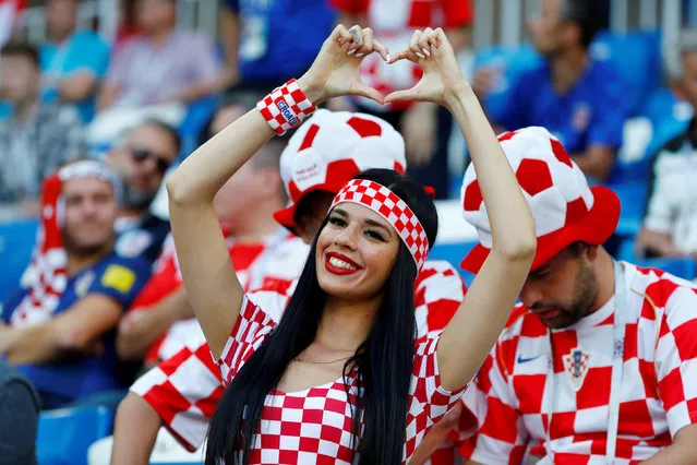 Croatia fan inside the stadium before the Russia 2018 World Cup Group D football match between Croatia and Nigeria at the Kaliningrad Stadium in Kaliningrad on June 16, 2018. (Photo by Fabrizio Bensch/Reuters)