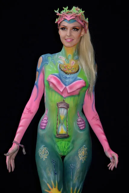 A model, painted by bodypainting artist Birgit Linke from Austria, poses for a picture at the 21st World Bodypainting Festival 2018 on July 14, 2018 in Klagenfurt, Austria. (Photo by Didier Messens/Getty Images)