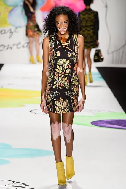 Winnie Harlow walks the runway at the Desigual fashion show during Mercedes-Benz Fashion Week Fall 2015 at The Theatre at Lincoln Center on February 12, 2015 in New York City. (Photo by Frazer Harrison/Getty Images for Mercedes-Benz Fashion Week)