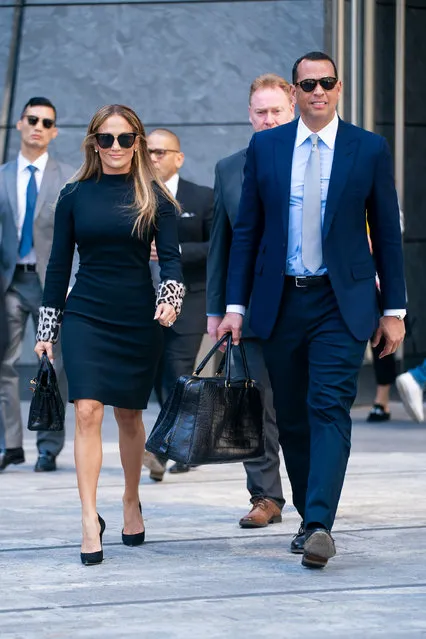 Jennifer Lopez and Alex Rodriguez seen out and about in New York City on April 17, 2019. There kissing each other goodbye before JLo heads to film another scene for her movie Hustlers in Brooklyn. (Photo by Peter Parker/Splash News and Pictures)