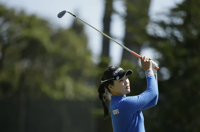 So Yeon Ryu, of South Korea, follows her approach shot to the 18th green of the Lake Merced Golf Club during the first round of the LPGA Mediheal Championship golf tournament Thursday, May 2, 2019, in Daly City, Calif. (Photo by Eric Risberg/AP Photo)