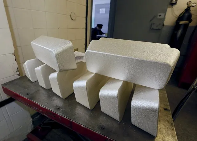 Ingots of 99.99 percent pure silver are seen placed on a table before the machining process at the Krastsvetmet Krasnoyarsk non-ferrous metals plant in the Siberian city of Krasnoyarsk, Russia, June 5, 2015. Krastsvetmet is one of the world's largest players in the precious metals industry. REUTERS/Ilya Naymushin