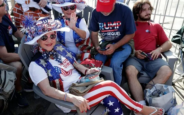 Supporters of President Donald Trump wait in line hours before the arena doors open for a campaign rally Tuesday, June 18, 2019, in Orlando, Fla. (Photo by John Raoux/AP Photo)