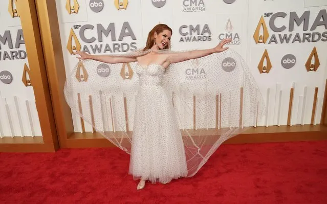American actress Sarah Drew attends the 56th Annual CMA Awards at Bridgestone Arena, in Nashville, Tennessee, U.S. November 9, 2022. (Photo by Harrison McClary/Reuters)