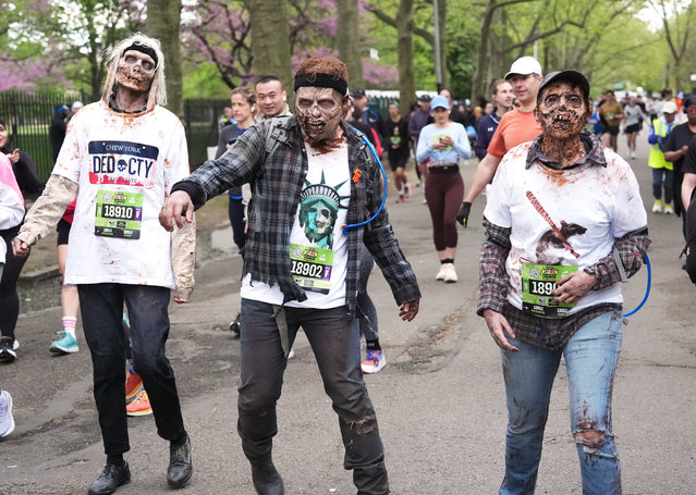 Walkers are seen during The Walking Dead: Dead City at the Brooklyn Half Marathon on April 27, 2025 in Brooklyn, New York. (Photo by Sean Zanni/Getty Images for AMC)
