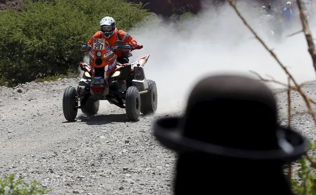 Enrique Umbert Okumura of Peru rides his Yamaha quad during the fifth stage Jujuy-Uyuni in the Dakar Rally 2016 near Uyuni, Bolivia, January 7, 2016. (Photo by Marcos Brindicci/Reuters)