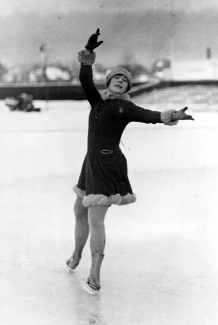 Sonja Henie practices in Oslo, Norway, January 24, 1928.  Henie will compete in the Figure Skating Ladies Single at the upcoming Winter Olympic Games in St. Moritz. (Photo by AP Photo)