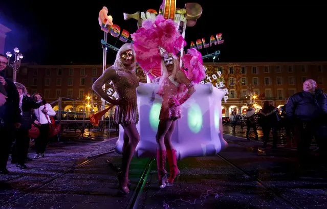 Revellers pose during “Lou Queernaval” parade, the first lesbian, gay, bisexual and transgender (LGBT) carnival in France, as part of the Carnival of Nice February 19, 2016. (Photo by Eric Gaillard/Reuters)