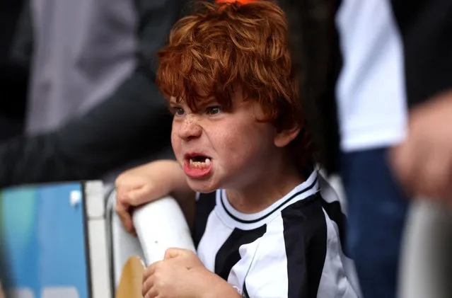 Newcastle United fan inside the stadium before the match against Nottingham Forest, St James' Park, Newcastle, Britain on August 6, 2022. (Photo by Lee Smith/Action Images via Reuters)