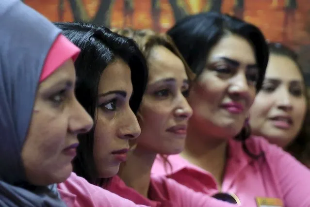 Female drivers of the Pink Taxi company gather in the company's office before starting work in Cairo, Egypt, September 6, 2015. (Photo by Amr Abdallah Dalsh/Reuters)