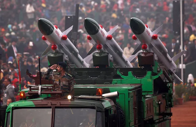 India's Akash Army Launcher is displayed during the Republic Day parade in New Delhi, India January 26, 2018. (Photo by Adnan Abidi/Reuters)