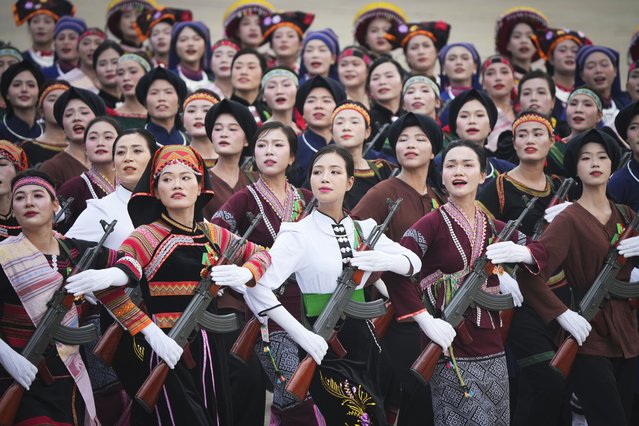 Vietnamese minority troops march during a parade celebrating the 80th anniversary of independence in Hanoi, Vietnam Tuesday, September 2, 2025. (Photo by Vincent Thian/AP Photo)