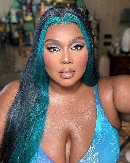 American rapper Lizzo shares a glamorous, mermaid-inspired selfie early July 2023. (Photo by lizzobeeating/Instagram)