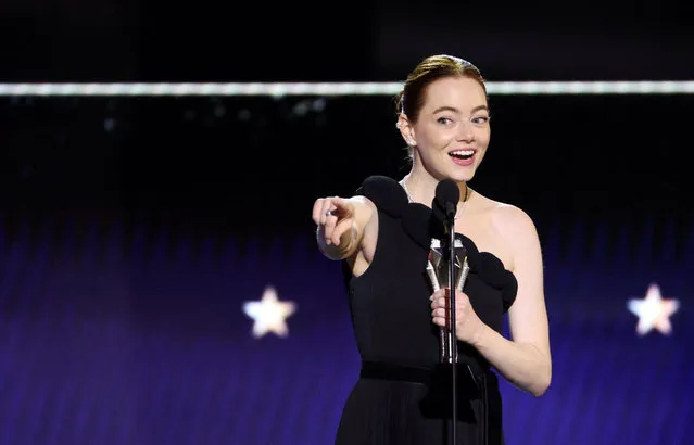 American actress Emma Stone receives the Best Actress Award during the 29th Annual Critics Choice Awards in Santa Monica, California, U.S., January 14, 2024. (Photo by Mario Anzuoni/Reuters)