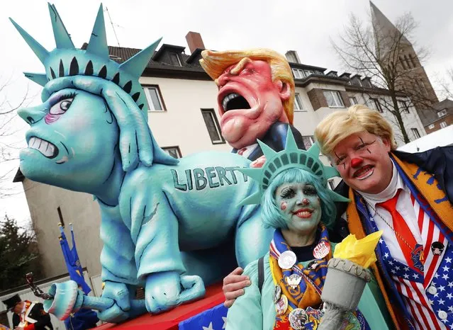 A carnival float at the “Rosenmontag”, Rose Monday parade in Duesseldorf, Germany, February 27, 2017. (Photo by Wolfgang Rattay/Reuters)