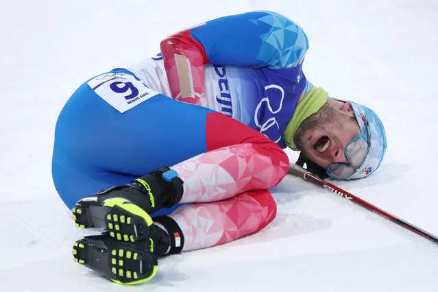 Maxim Tsvetkov of Team ROC reacts after competing during Men's Biathlon 10km Sprint at National Biathlon Centre on day 8 of 2022 Beijing Winter Olympics on February 12, 2022 in Zhangjiakou, China. (Photo by Kim Hong-Ji/Reuters)