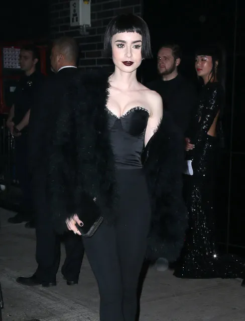 Celebrities at the Met Gala party at The Standard in New York City, New York, USA. Pictured: Lily Collins on May 1, 2017. (Photo by  Splash News and Pictures)