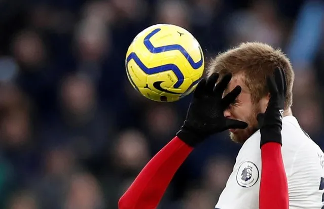 Bournemouth's Jefferson Lerma (left) and Tottenham Hotspur's Eric Dier battle for the ball during the Premier League match at Tottenham Hotspur Stadium, London on November 30, 2019. (Photo by David Klein/Reuters)