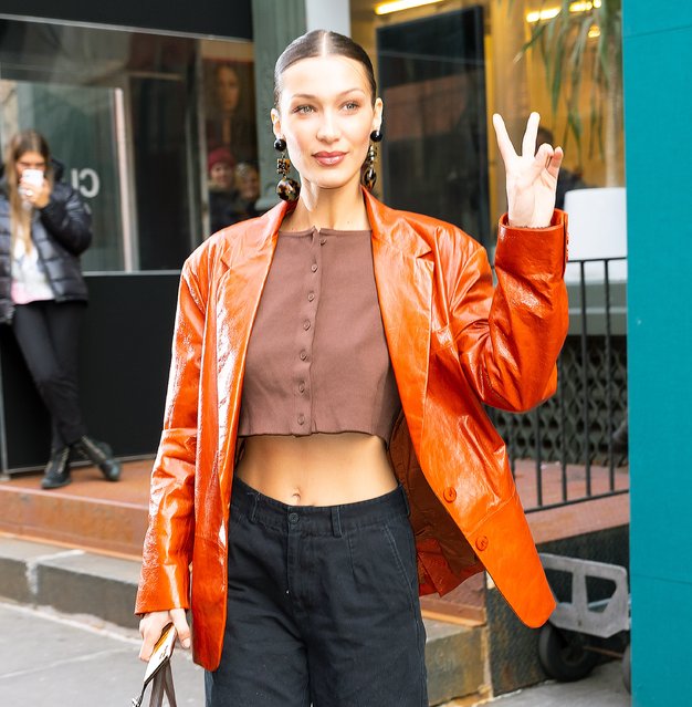 Bella Hadid out and about in New York on February 12, 2020. (Photo by The Mega Agency)