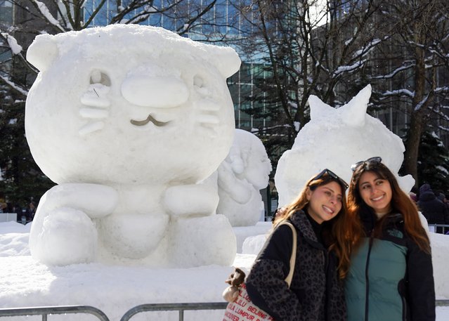 A snow sculpture is displayed during the 75th Sapporo Snow Festival on February 04, 2025 in Sapporo, Japan. (Photo by Christopher Jue/Getty Images)