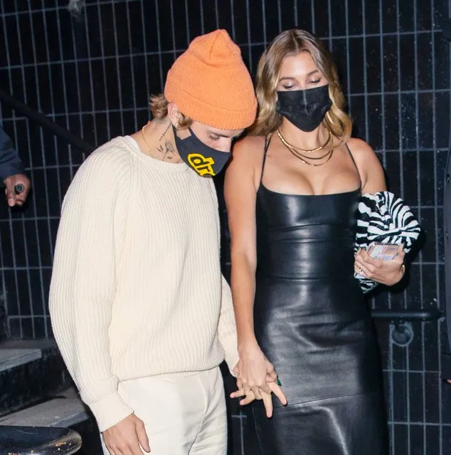 Justin Bieber and Hailey Bieber at SNL Afterparty in New York on October 18, 2020. (Photo by The Mega Agency)