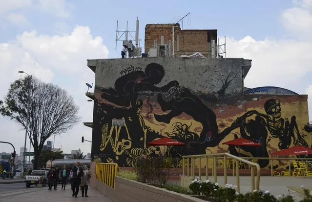 Graffiti in Bogota, Colombia on January 8, 2016. (Photo by Raul Arboleda/AFP Photo)