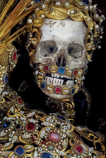 Albertus in the church of St George in Burgrain, Germany. Incredibly, some of the skeletons, which took up to five years to decorate, were even found hidden away in lock-ups and containers. (Photo by Paul Koudounaris/BNPS)