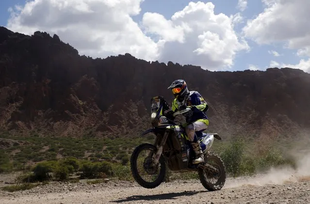 Florent Vayssade of France rides his Sherco TVS during the fifth stage of the Dakar Rally from Jujuy to Uyuni, near Uyuni, Bolivia, January 7, 2016. (Photo by Marcos Brindicci/Reuters)