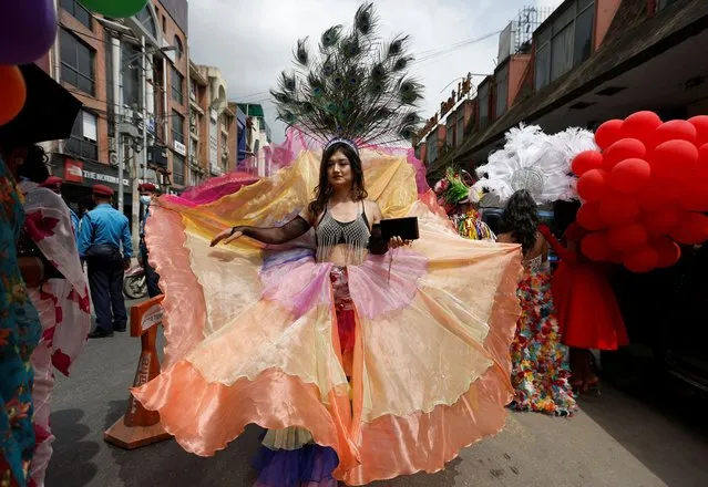 A participant take part in an annual pride parade organised to mark Gai Jatra festival, also known as the festival of cow in Kathmandu, Nepal on August 31, 2023. (Photo by Navesh Chitrakar/Reuters)