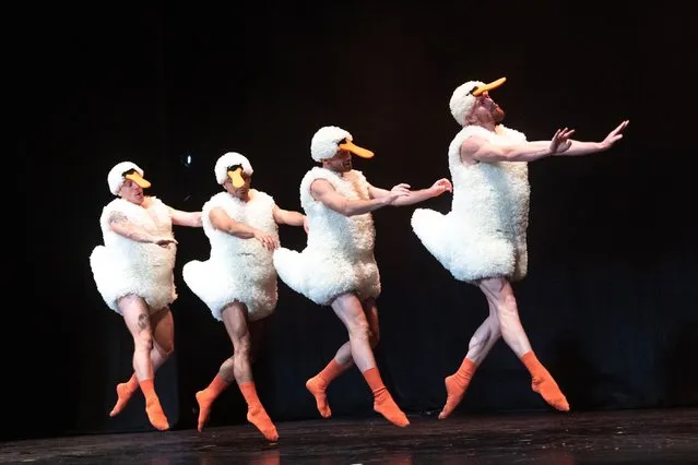 Dancers from Quartier Libre perform 'Tutu' on stage during Underbelly Press Launch, as part of the annual Edinburgh Fringe Festival, at McEwan Hall on August 02, 2023 in Edinburgh, Scotland. (Photo by Roberto Ricciuti/Getty Images)