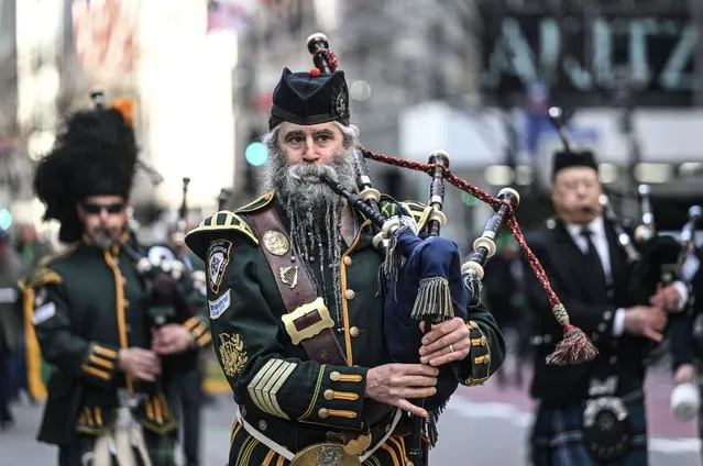 Saint Patrick's Day Parade celebration is held on 5th Avenue, in the Manhattan borough of New York City, New York, United States on March 16, 2024. (Photo by Fatih Aktas/Anadolu via Getty Images)