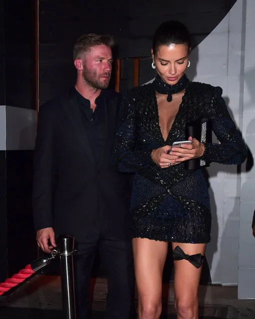 Adriana Lima was spotted arriving to Rihanna's Met Gala After party at 1 Oak with ex boyfriend Julian Edelman on May 1, 2017. She was recently linked to Mets pitcher Matt Harvey, but appears she has gone back to her ex, Edelman, who just had a baby with another woman. (Photo by 247PAPS.TV/Splash News and Pictures)
