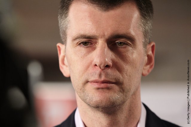 Presidential candidate Mikhail Prokhorov speaks following a press conference in his election office on March 04, 2012 in Moscow