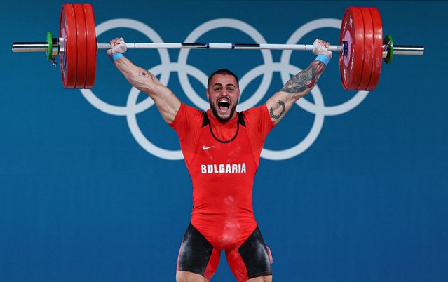 Bulgaria's Karlos May Nasar competes in the men's -89kg weightlifting event during the Paris 2024 Olympic Games at the South Paris Arena in Paris, on August 9, 2024. (Photo by Amanda Perobelli/Reuters)