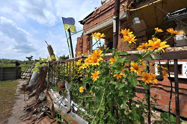 This photograph taken on July 20, 2023, shows Russian ammunition collected by local residents in the Dovhenke village, in the Kharkiv region, amid the Russian invasion of Ukraine. (Photo by Sergey Bobok/AFP Photo)