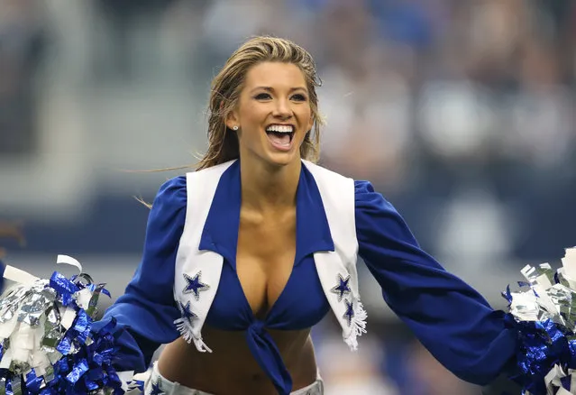 September 22, 2013; Arlington, TX, USA; Dallas Cowboys cheerleader Katy Marie performs during a timeout from the game against the St. Louis Rams at AT&T Stadium. (Photo by Matthew Emmons/USA TODAY Sports)