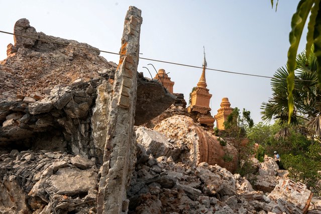 Rubble lies near a pagoda damaged during a strong earthquake, in Mandalay, Myanmar, on March 29, 2025. (Photo by Reuters/Stringer)