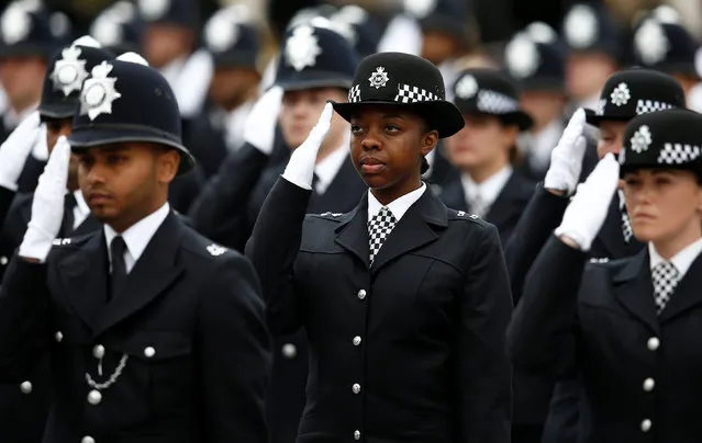 New Police recruits take part in a passing-out parade at the new “Peel Centre” at the Metropolitan Police Academy in London, Britain September 9, 2016. (Photo by Peter Nicholls/Reuters)