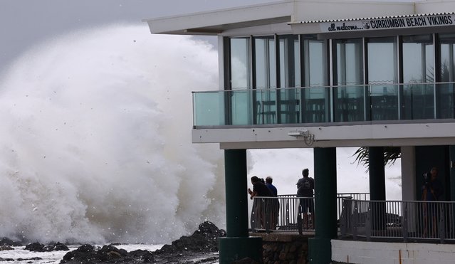 Big Waves at Currumbin Vikings Surf Club before the landfall of Cyclone Alfred, on the Gold Coast, Australia, on March 6, 2025. (Photo by Jason O'Brien/AAP Image via Reuters)