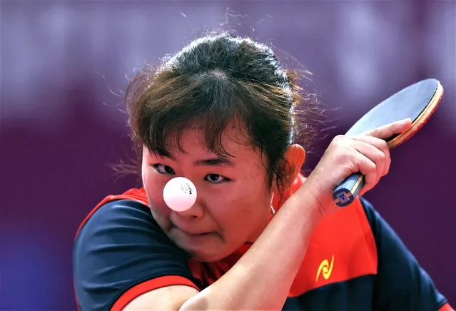 Chang Alice Li San was part of the Malaysian team in the women’s table-tennis semi-final at the Southeast Asian Games in Phnom Penh, Cambodia on May 11, 2023. (Photo by Chalinee Thirasupa/Reuters)