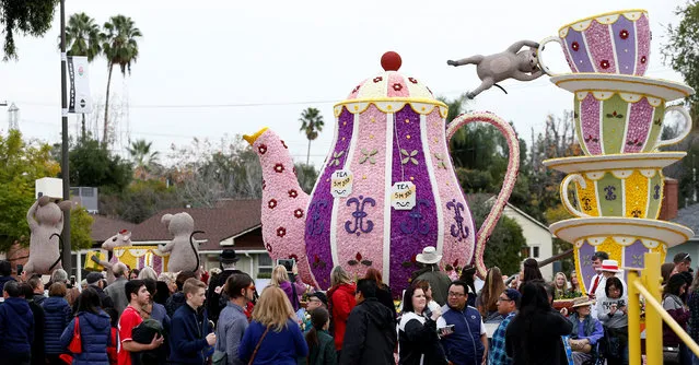 People look at “The Cat's Away” float which was featured in the 128th annual Rose Parade is pictured in Pasadena, California U.S., January 3, 2017. (Photo by Mario Anzuoni/Reuters)
