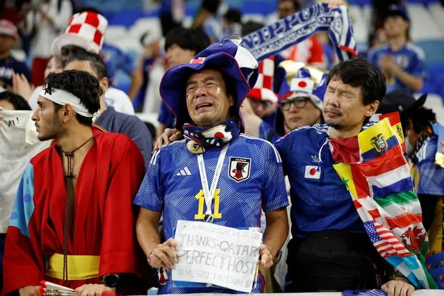 Fans of Japan disappointed for the defeat ,during the FIFA World Cup Qatar 2022 Round of 16 match between Japan and Croatia at Al Janoub Stadium on December 5, 2022 in Al Wakrah, Qatar. (Photo by John Sibley/Reuters)