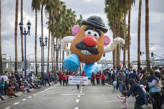 A Mr. Potato Head balloon is displayed in the Port of San Diego Holiday Bowl Parade on December 28, 2022 in San Diego, California. Billed as America's Largest Balloon Parade, the annual event draws over 100,000 spectators. (Photo by Daniel Knighton/Getty Images)