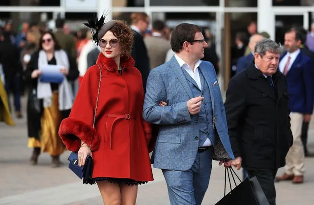 Racegoers during Gold Cup Day of the 2018 Cheltenham Festival at Cheltenham Racecourse in Cheltenham, England on March 16, 2018. (Photo by Mike Egerton/PA Images via Getty Images)